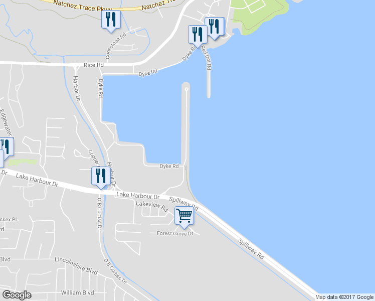 map of restaurants, bars, coffee shops, grocery stores, and more near 27 Breakers Lane in Ridgeland
