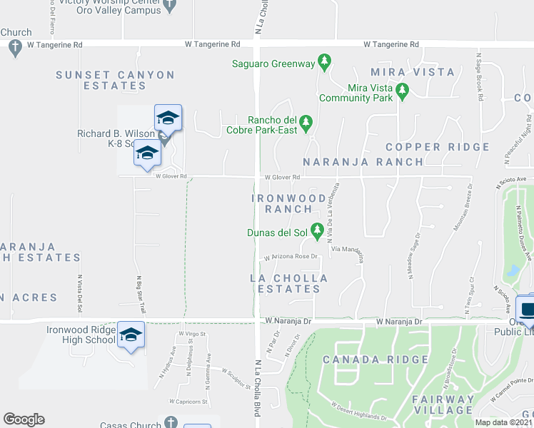 map of restaurants, bars, coffee shops, grocery stores, and more near 11506 Kelly Rae Place in Oro Valley