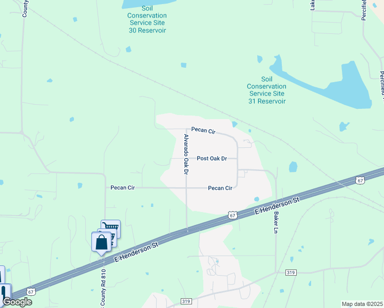 map of restaurants, bars, coffee shops, grocery stores, and more near 213 Alvarado Oak Drive in Alvarado