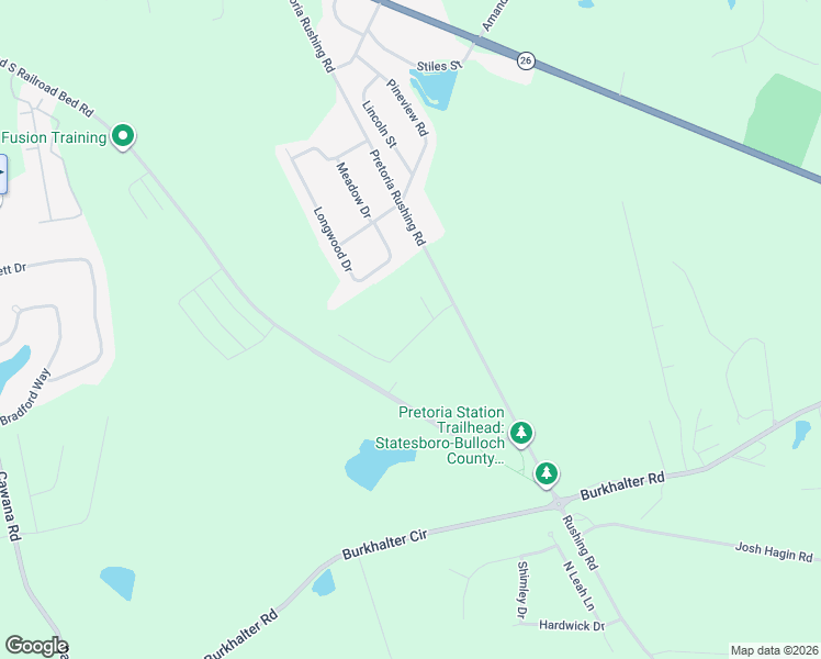 map of restaurants, bars, coffee shops, grocery stores, and more near 407 Railroad Bed S&S Road in Statesboro