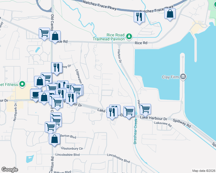 map of restaurants, bars, coffee shops, grocery stores, and more near 1011 Carlyle Cove in Ridgeland