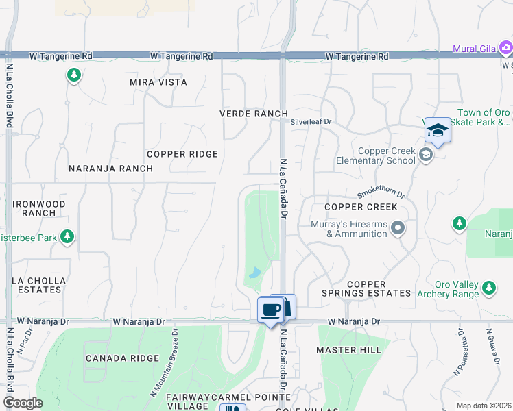 map of restaurants, bars, coffee shops, grocery stores, and more near 11560 North Palmetto Dunes Avenue in Tucson