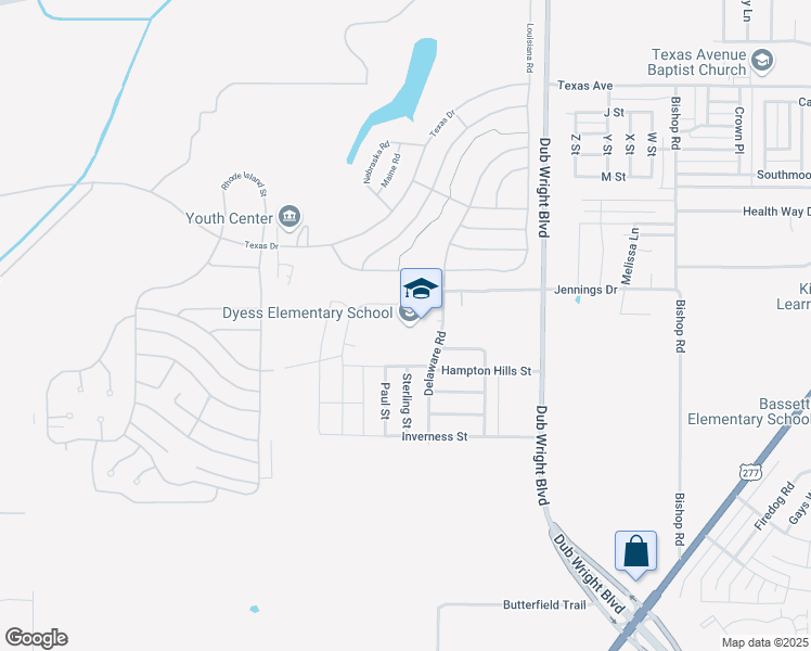 map of restaurants, bars, coffee shops, grocery stores, and more near 402 Delaware Road in Abilene