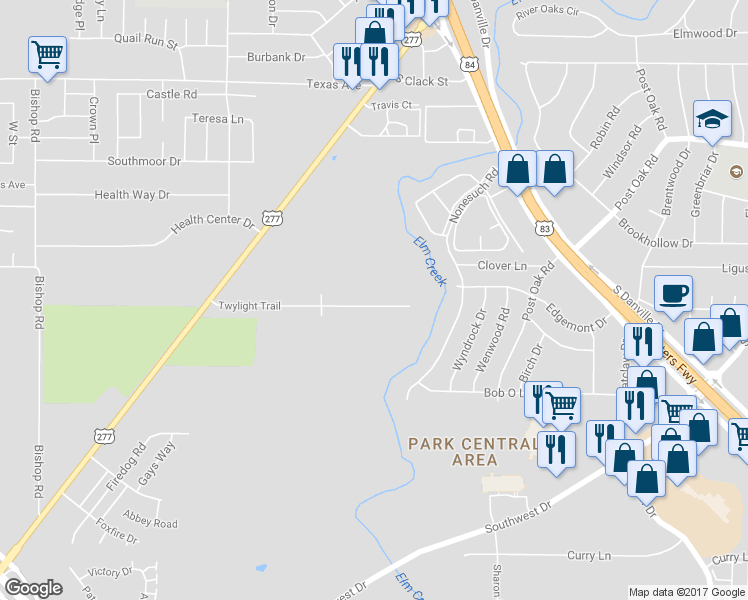map of restaurants, bars, coffee shops, grocery stores, and more near 5066 Twylight Trail in Abilene