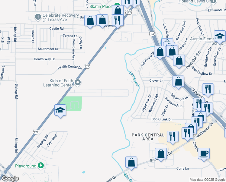 map of restaurants, bars, coffee shops, grocery stores, and more near 5066 Twylight Trail in Abilene