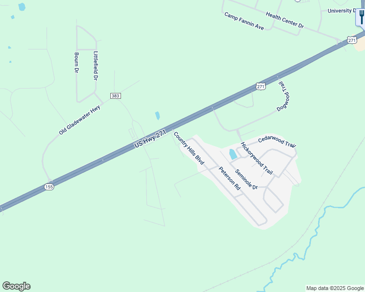 map of restaurants, bars, coffee shops, grocery stores, and more near 10495 Country Hills Boulevard in Tyler
