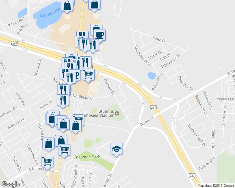 map of restaurants, bars, coffee shops, grocery stores, and more near 104 Comanche Court in Waxahachie