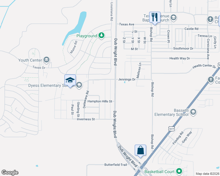 map of restaurants, bars, coffee shops, grocery stores, and more near 6201-6399 Jennings Dr in Abilene