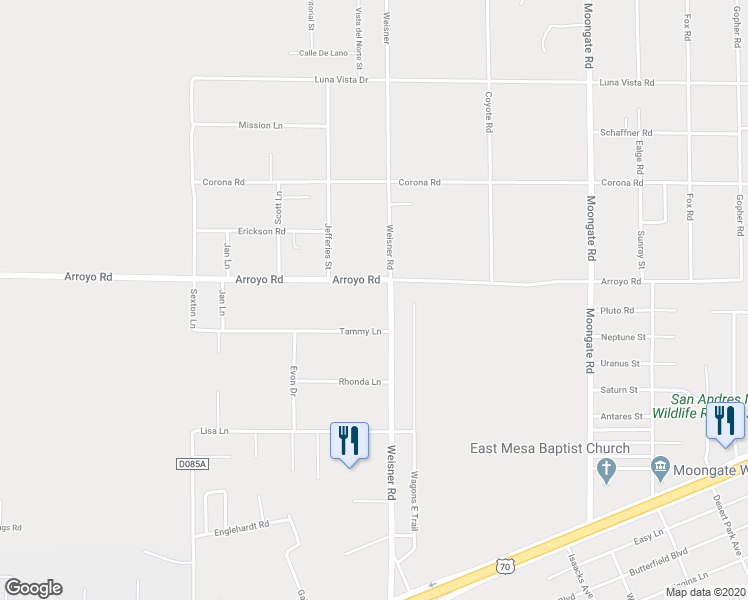 map of restaurants, bars, coffee shops, grocery stores, and more near 6481 Weisner Road in Las Cruces