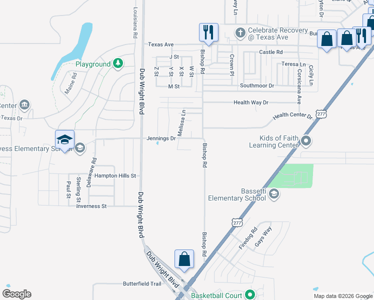 map of restaurants, bars, coffee shops, grocery stores, and more near 6027 Jennings Drive in Abilene