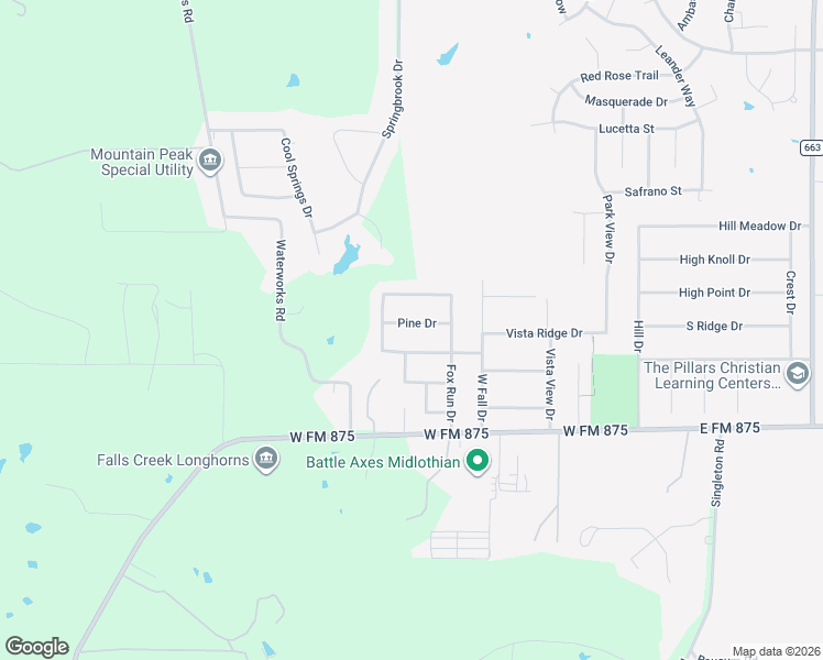map of restaurants, bars, coffee shops, grocery stores, and more near 1740 Pine Drive in Midlothian