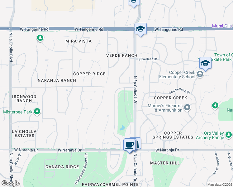 map of restaurants, bars, coffee shops, grocery stores, and more near 11550 North Scioto Avenue in Tucson