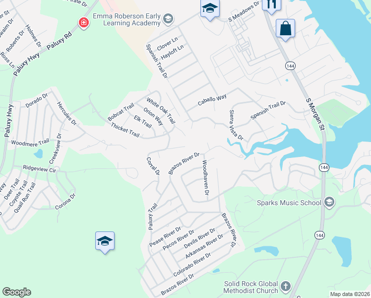 map of restaurants, bars, coffee shops, grocery stores, and more near 700 Corral Court in Granbury