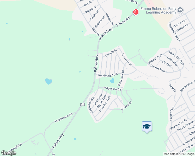 map of restaurants, bars, coffee shops, grocery stores, and more near 2402 Centaurus Way in Granbury