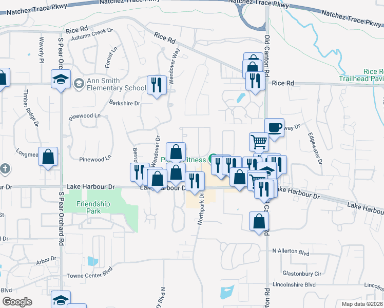 map of restaurants, bars, coffee shops, grocery stores, and more near 796 Versailles Drive in Ridgeland