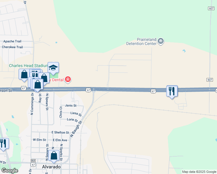 map of restaurants, bars, coffee shops, grocery stores, and more near 903 U.S. 67 in Alvarado