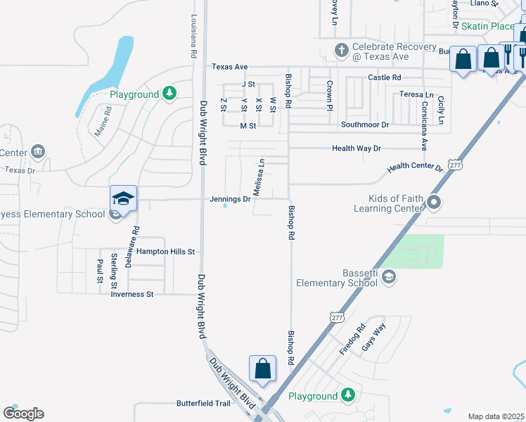 map of restaurants, bars, coffee shops, grocery stores, and more near 6027 Jennings Drive in Abilene