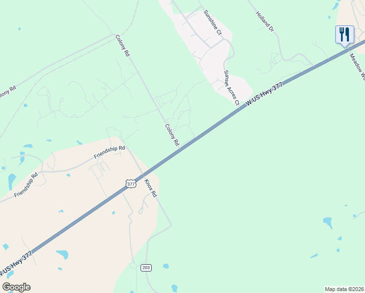 map of restaurants, bars, coffee shops, grocery stores, and more near Colony Road in Granbury