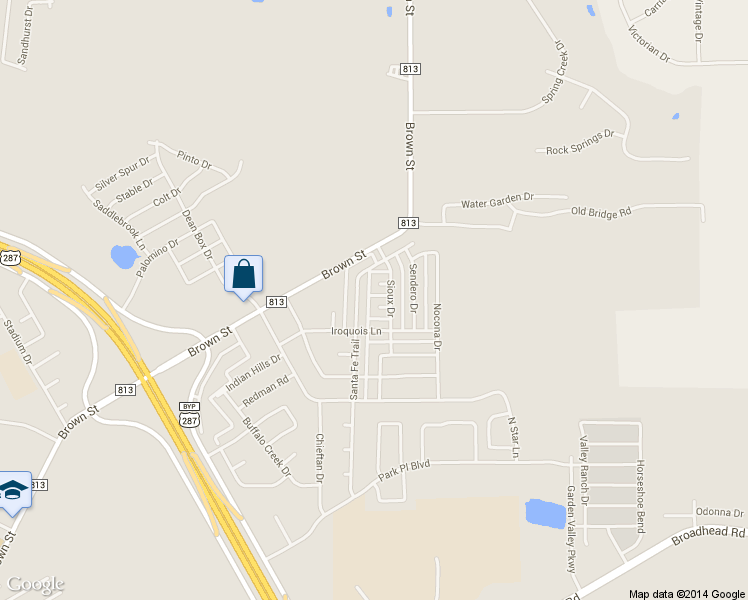 map of restaurants, bars, coffee shops, grocery stores, and more near 300 Sioux Court in Waxahachie