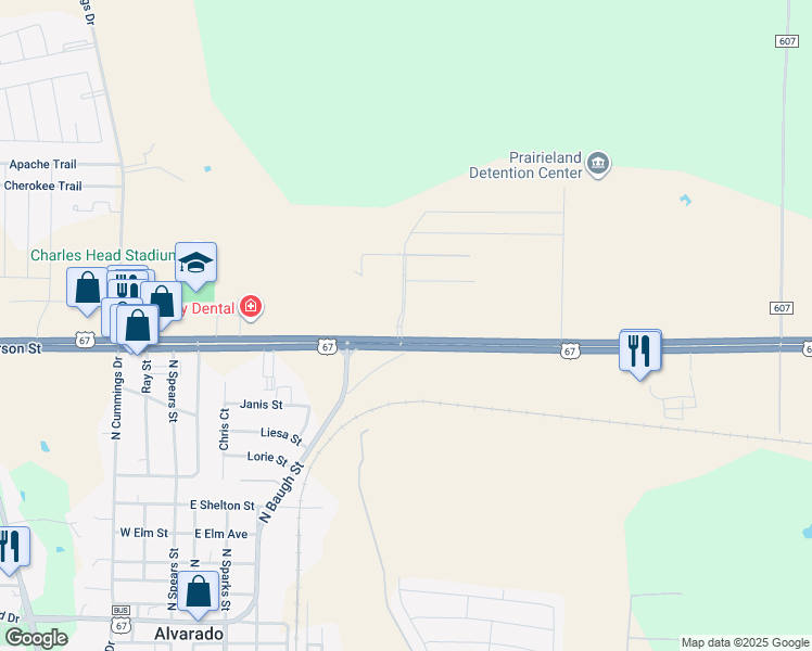 map of restaurants, bars, coffee shops, grocery stores, and more near 903 U.S. 67 in Alvarado