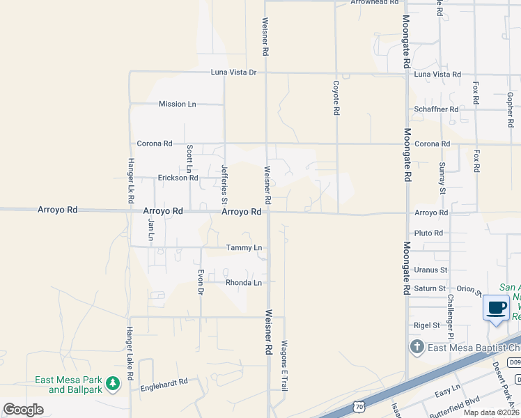 map of restaurants, bars, coffee shops, grocery stores, and more near 6481 Weisner Rd in Las Cruces