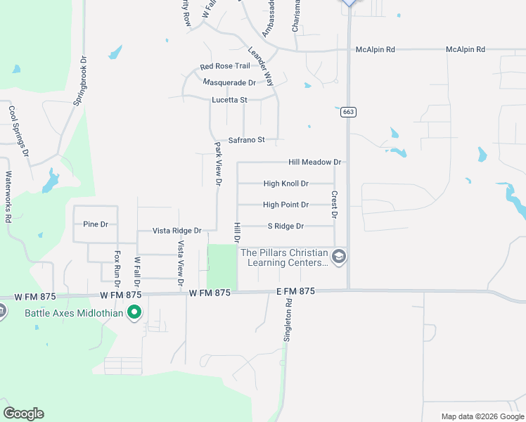 map of restaurants, bars, coffee shops, grocery stores, and more near 961 High Point Drive in Midlothian