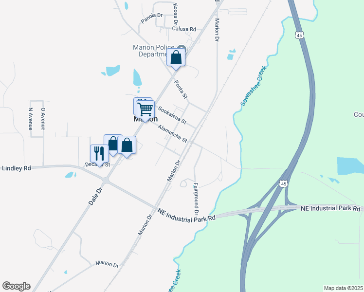 map of restaurants, bars, coffee shops, grocery stores, and more near in Marion
