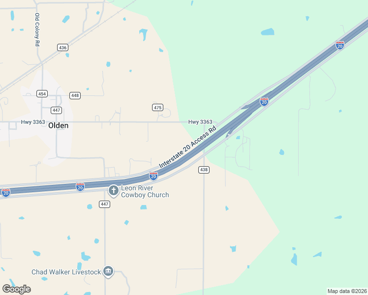 map of restaurants, bars, coffee shops, grocery stores, and more near 254 Farm to Market Road 3363 in Eastland