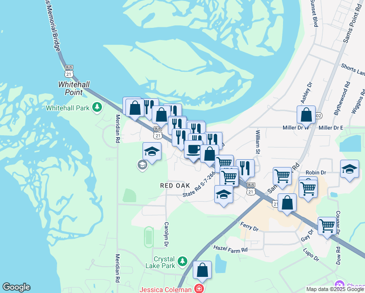 map of restaurants, bars, coffee shops, grocery stores, and more near in Beaufort