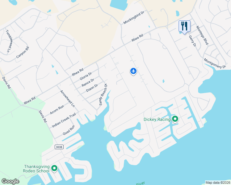 map of restaurants, bars, coffee shops, grocery stores, and more near 4209 Bay Shore Circle in Granbury