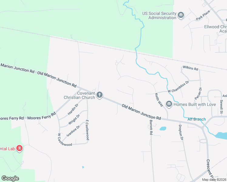 map of restaurants, bars, coffee shops, grocery stores, and more near 115 Anna Drive in Selma