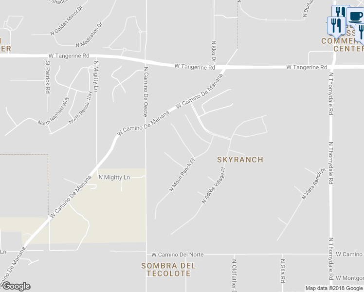 map of restaurants, bars, coffee shops, grocery stores, and more near 4431 West Crystal Ranch Place in Marana