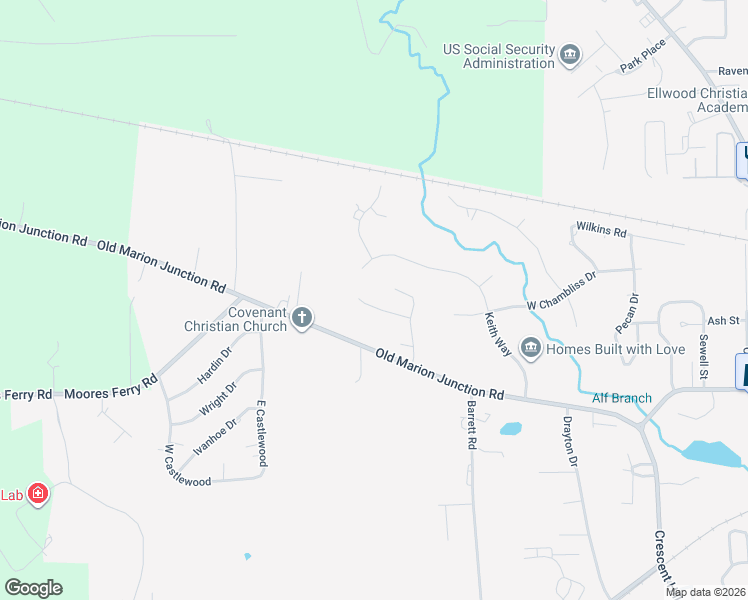 map of restaurants, bars, coffee shops, grocery stores, and more near 108 Anna Drive in Selma