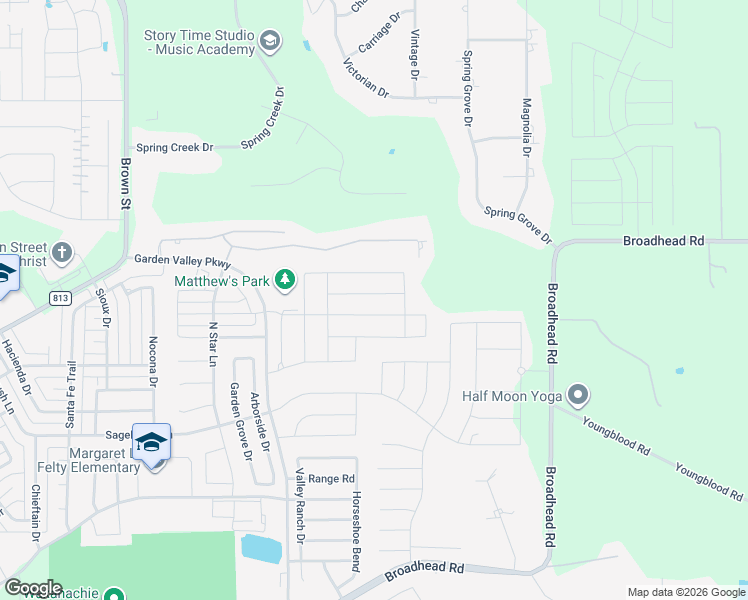 map of restaurants, bars, coffee shops, grocery stores, and more near 536 Windrow Lane in Waxahachie