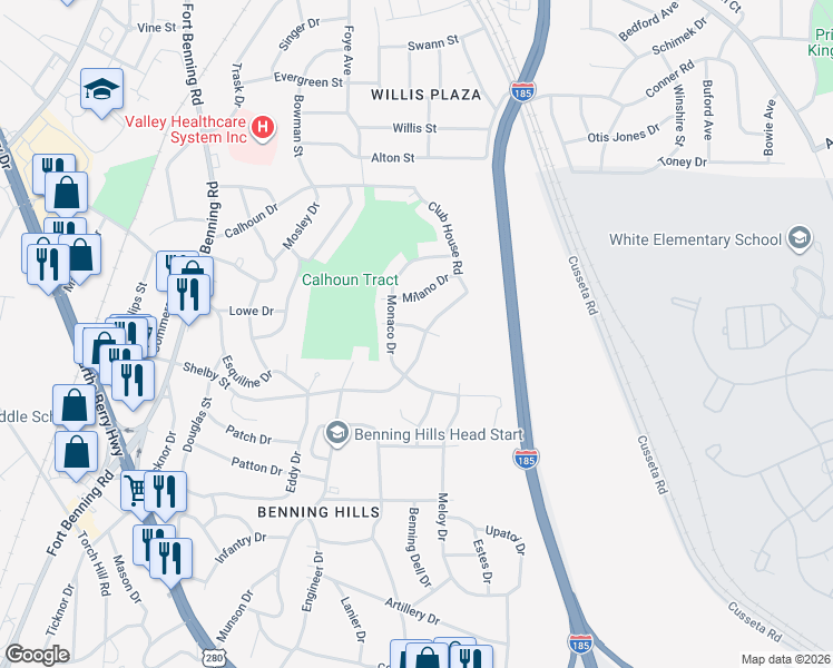 map of restaurants, bars, coffee shops, grocery stores, and more near 2105 Shelby Street in Columbus