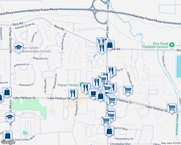 map of restaurants, bars, coffee shops, grocery stores, and more near 747 Orleans Circle in Ridgeland