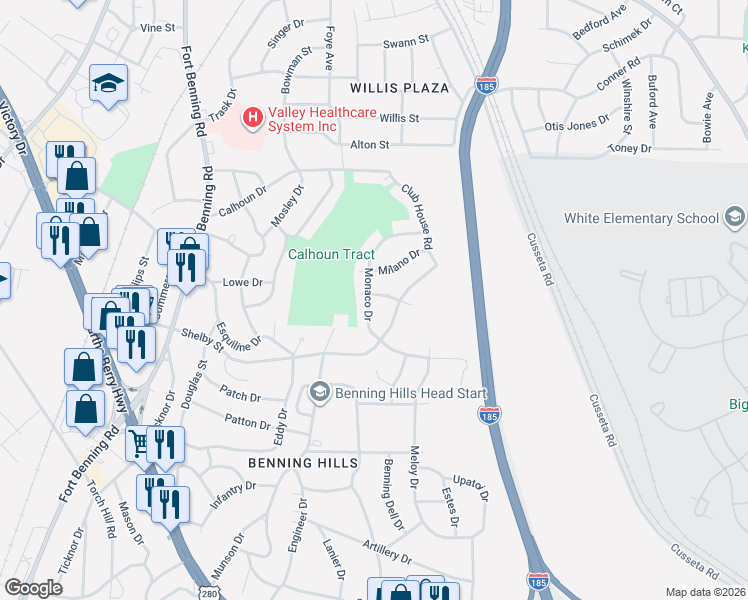 map of restaurants, bars, coffee shops, grocery stores, and more near 2105 Shelby Street in Columbus