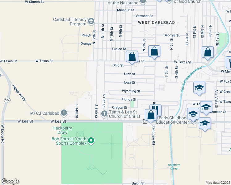 map of restaurants, bars, coffee shops, grocery stores, and more near 2605 Wyoming Street in Carlsbad
