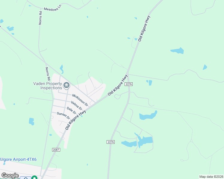 map of restaurants, bars, coffee shops, grocery stores, and more near 4007 Farm to Market Road 2087 in Kilgore