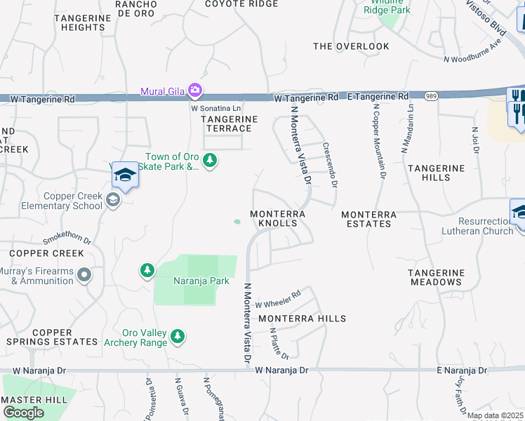 map of restaurants, bars, coffee shops, grocery stores, and more near 11707 North Teskow Drive in Tucson