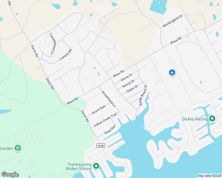 map of restaurants, bars, coffee shops, grocery stores, and more near 3512 Sandy Beach Drive in Granbury