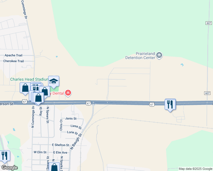 map of restaurants, bars, coffee shops, grocery stores, and more near 1102 Burnett Boulevard in Alvarado
