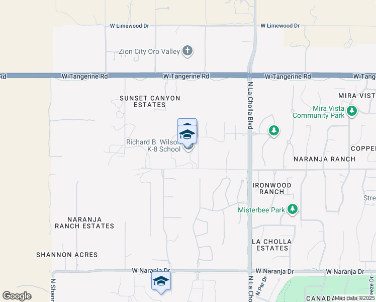 map of restaurants, bars, coffee shops, grocery stores, and more near 2330 West Glover Road in Oro Valley