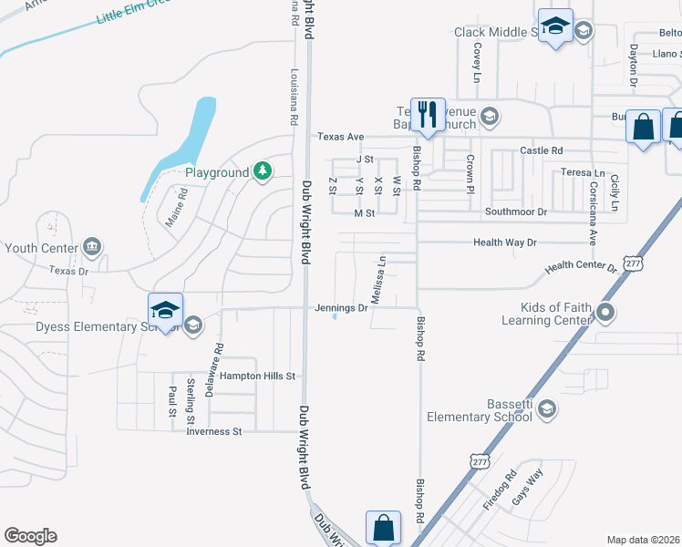 map of restaurants, bars, coffee shops, grocery stores, and more near 6250 Jennings Drive in Abilene
