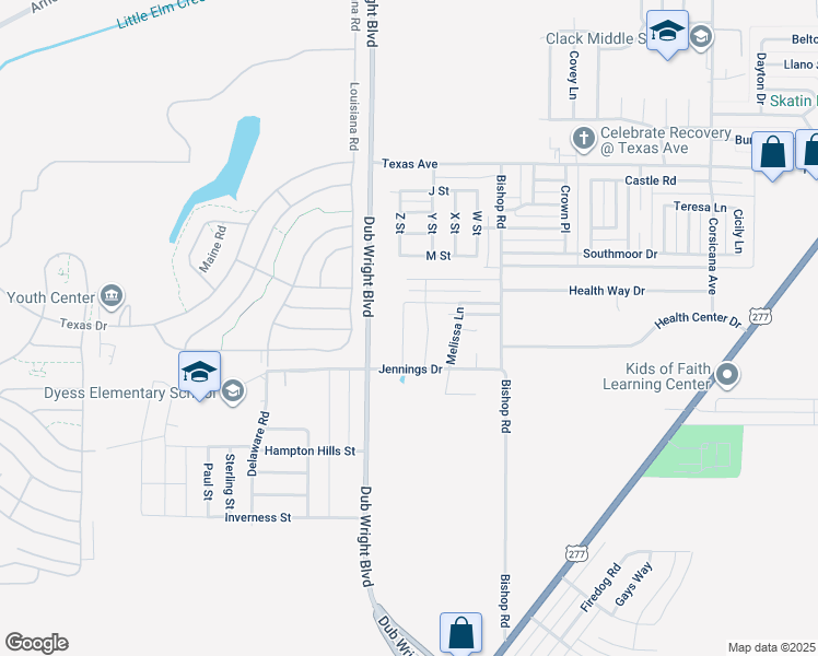 map of restaurants, bars, coffee shops, grocery stores, and more near 6250 Jennings Drive in Abilene