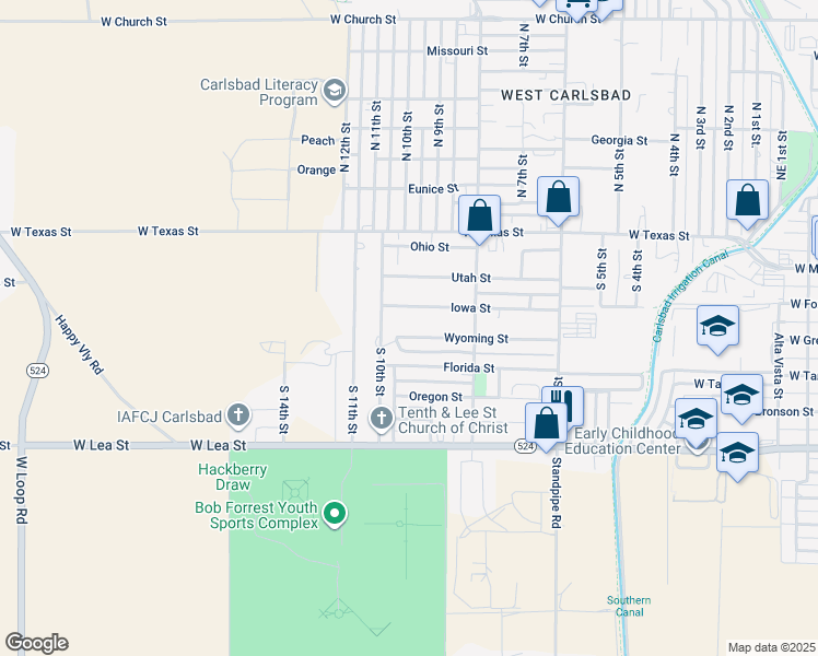 map of restaurants, bars, coffee shops, grocery stores, and more near 2605 Wyoming Street in Carlsbad