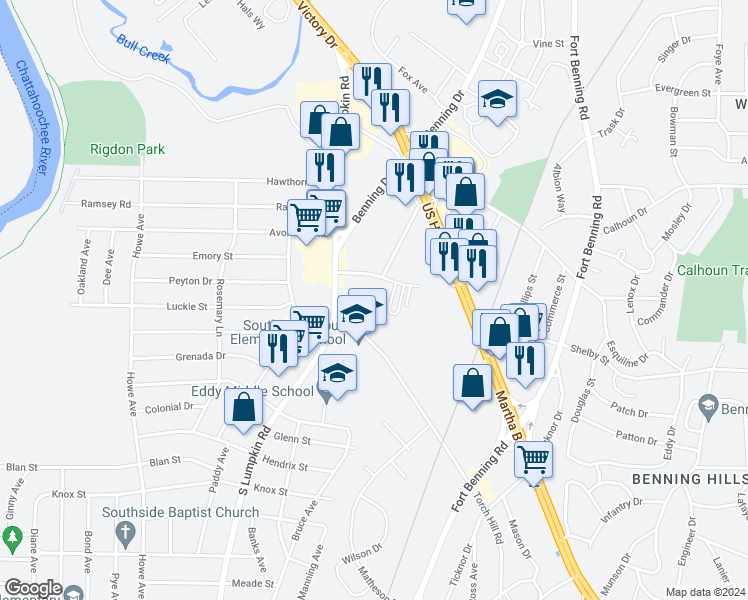 map of restaurants, bars, coffee shops, grocery stores, and more near 1953 Torch Hill Road in Columbus