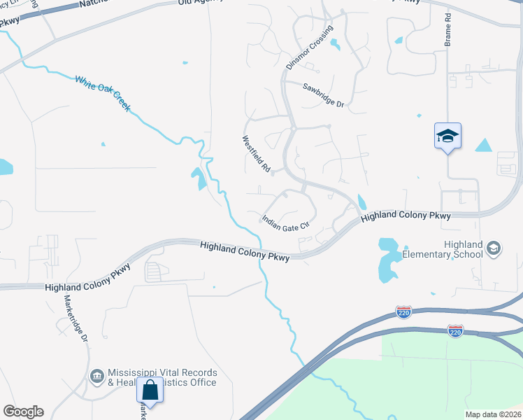 map of restaurants, bars, coffee shops, grocery stores, and more near 300 White Oak Landing in Ridgeland