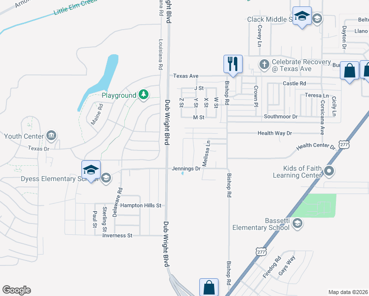 map of restaurants, bars, coffee shops, grocery stores, and more near 6250 Jennings Drive in Abilene