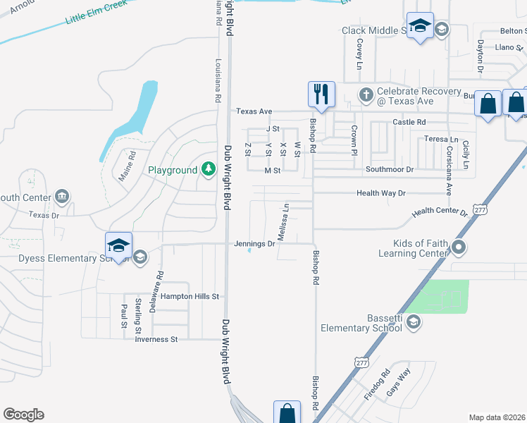 map of restaurants, bars, coffee shops, grocery stores, and more near 6217 Duchess Avenue in Abilene